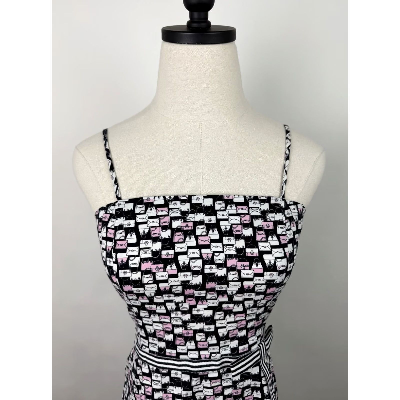 Vintage VINTAGE Byer Too Dress Womens XS 90s A-Line Sundress White Novelty Print Bow Spaghetti Strap Knee Length Size XS / US 0-2 / IT 36-38 - 3 Thumbnail