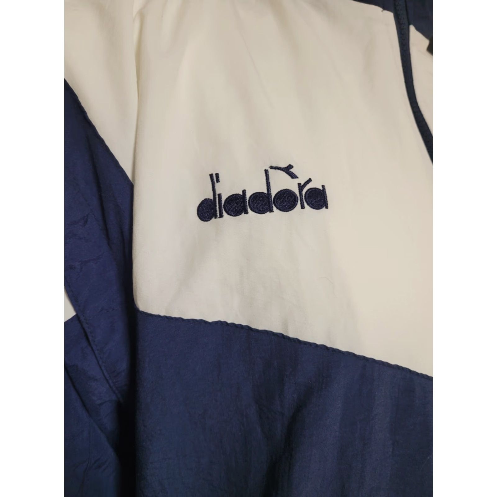 Diadora VTG 90s Diadora Fitness One Jacket Windbreaker Zip Large Men Diadora Nylon Blue Athletic Lightweight Geometric 80s 90s Sports Jacket Mens Size US L / EU 52-54 / 3 - 3 Thumbnail