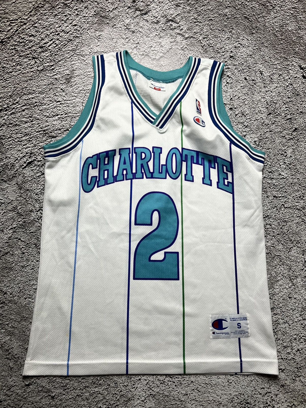 VTG 90’s Charlotte Hornets NBA Larry Johnson champion jersey