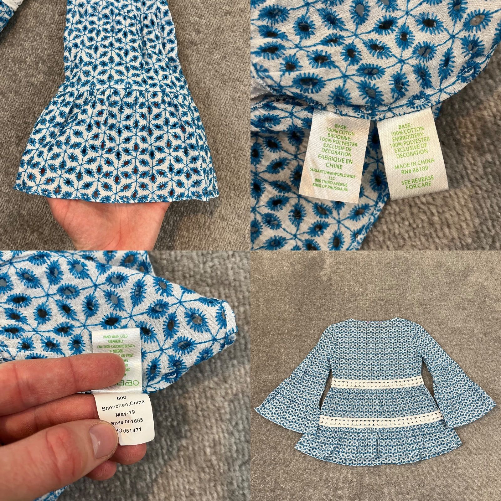 Lilly Pulitzer LILLY PULITZER Top Womens XXS Zazie Eyelet Shirt Mr Peacock Blue Zanzibar Preppy Shirt Womens XXS LILLY PULITZER Size XXS / US 00 / IT 34 - 8 Thumbnail