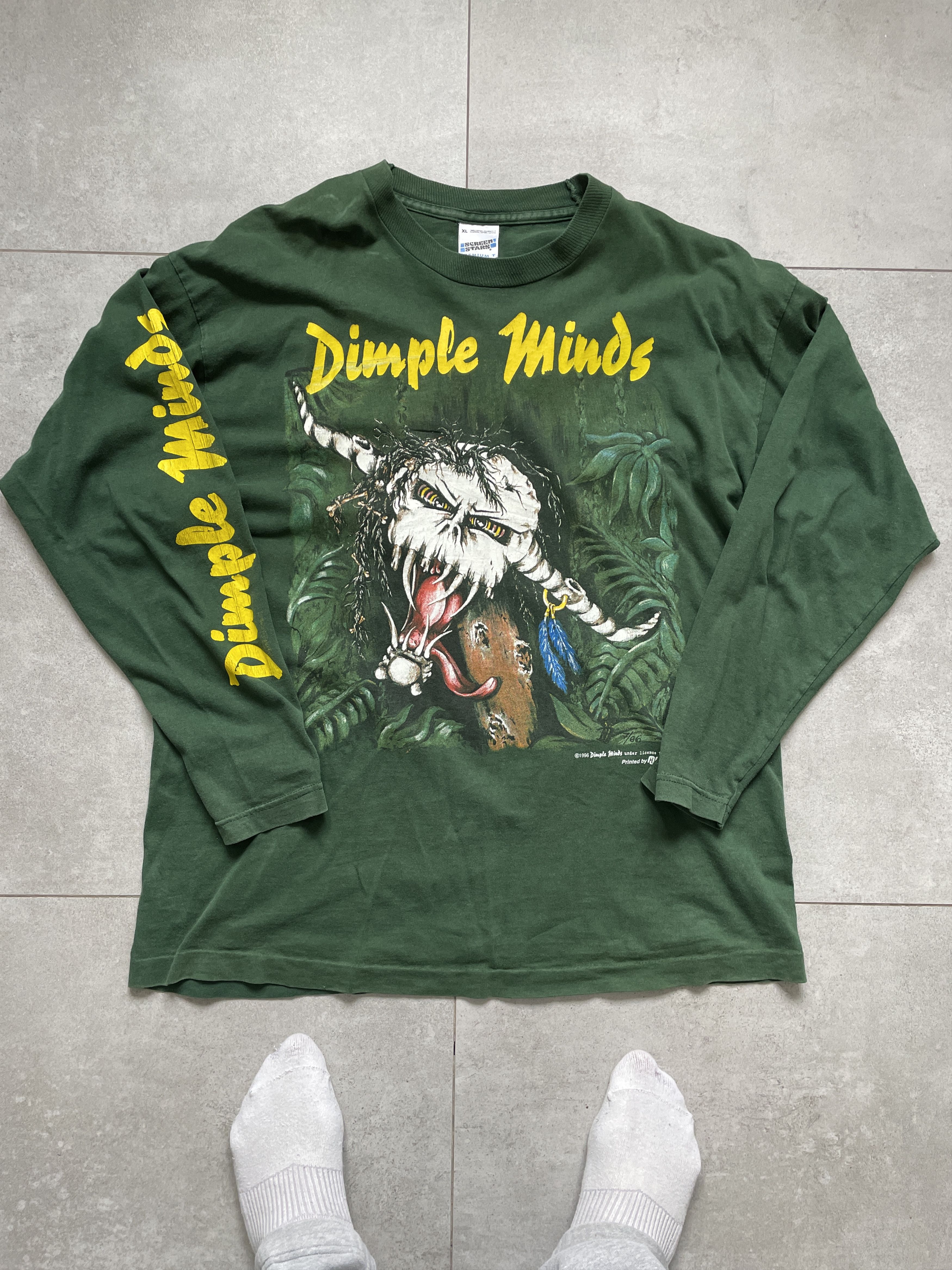 Band Tees VINTAGE 1993 DIMPLE MINDS MAXIMUM DEBILUM GREEN LONGSLEEVE Size US L / EU 52-54 / 3 - 1 Thumbnail