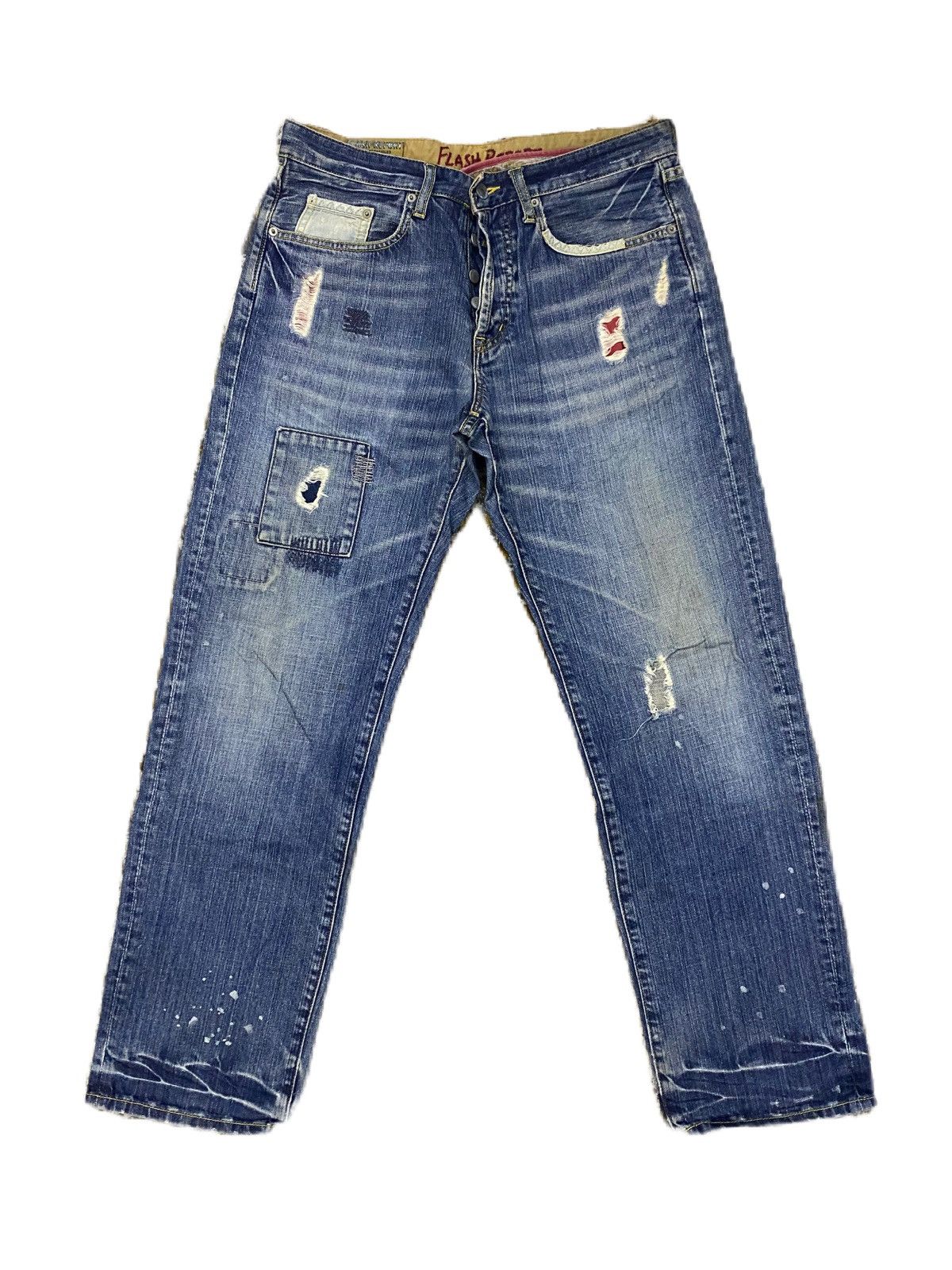 Japanese Brand JAPAN BRAND FLASH REPORT RIPPED STYLE DENIM STRAIGHT TYPE Size US 32 / EU 48 - 1 Thumbnail