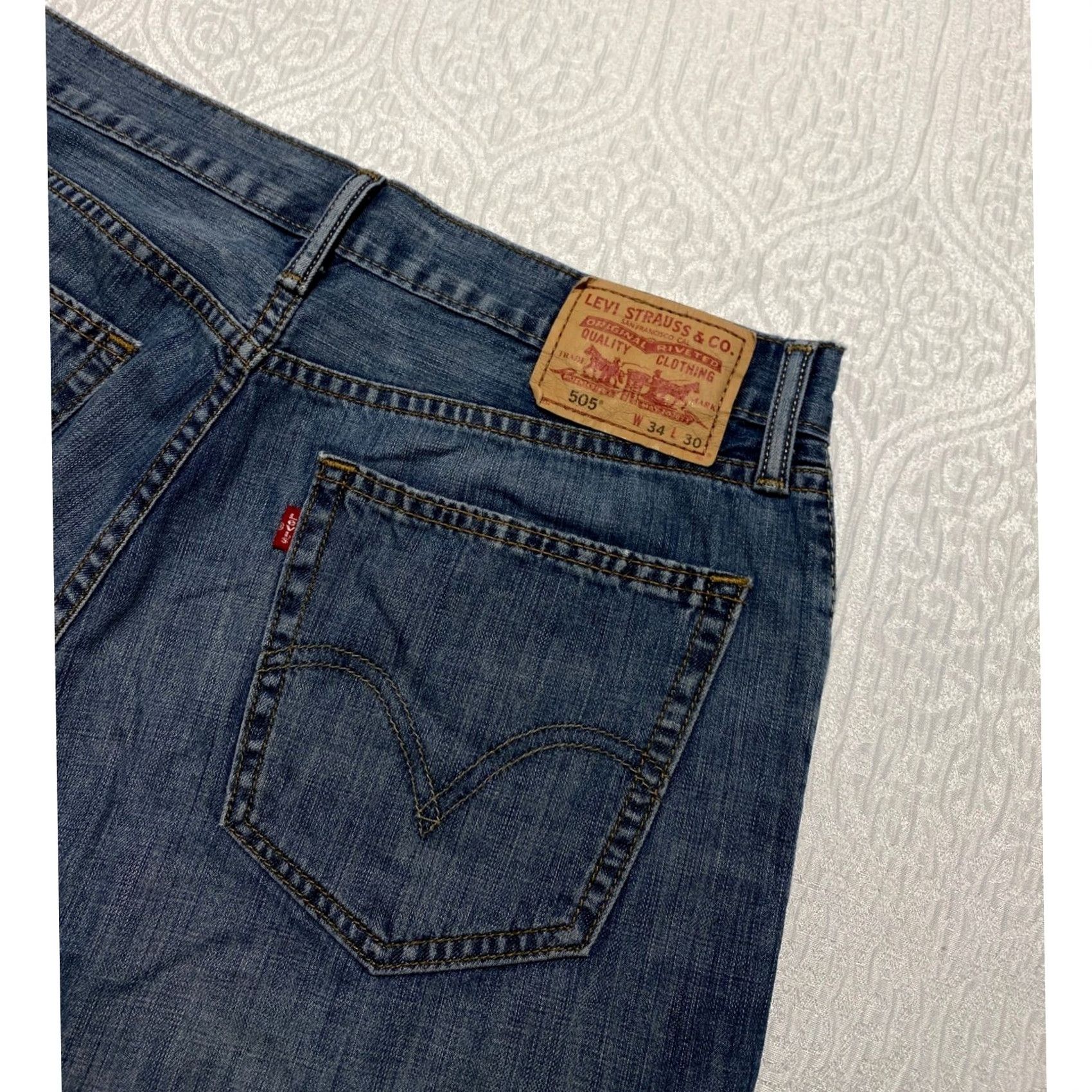 Levi's Levi's 505 Straight Fit Jeans 34x30 Blue Denim Pants Size US 34 / EU 50 - 4 Thumbnail