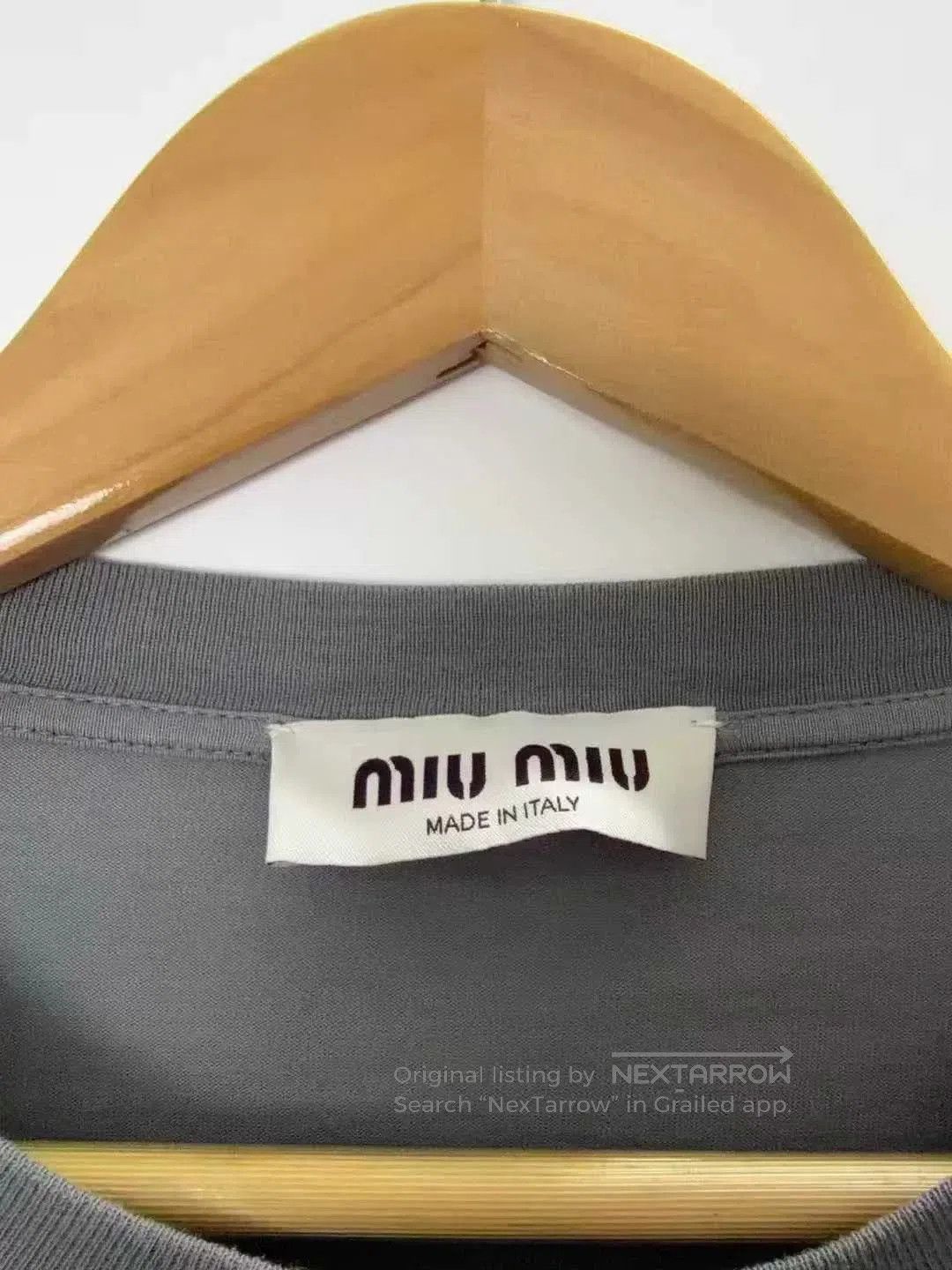 Miu Miu gray embroidered logo long sleeve top. Size S / US 4 / IT 40 - 3 Thumbnail