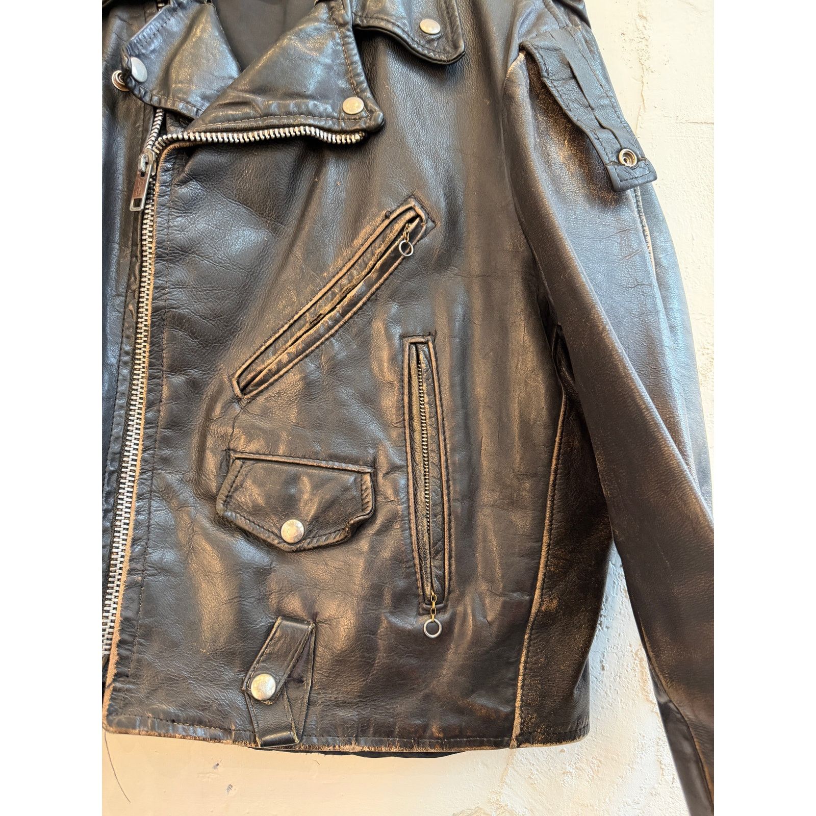 Vintage Vintage 60's Leather Motorcycle Biker Jacket Size US XL / EU 56 / 4 - 2 Thumbnail