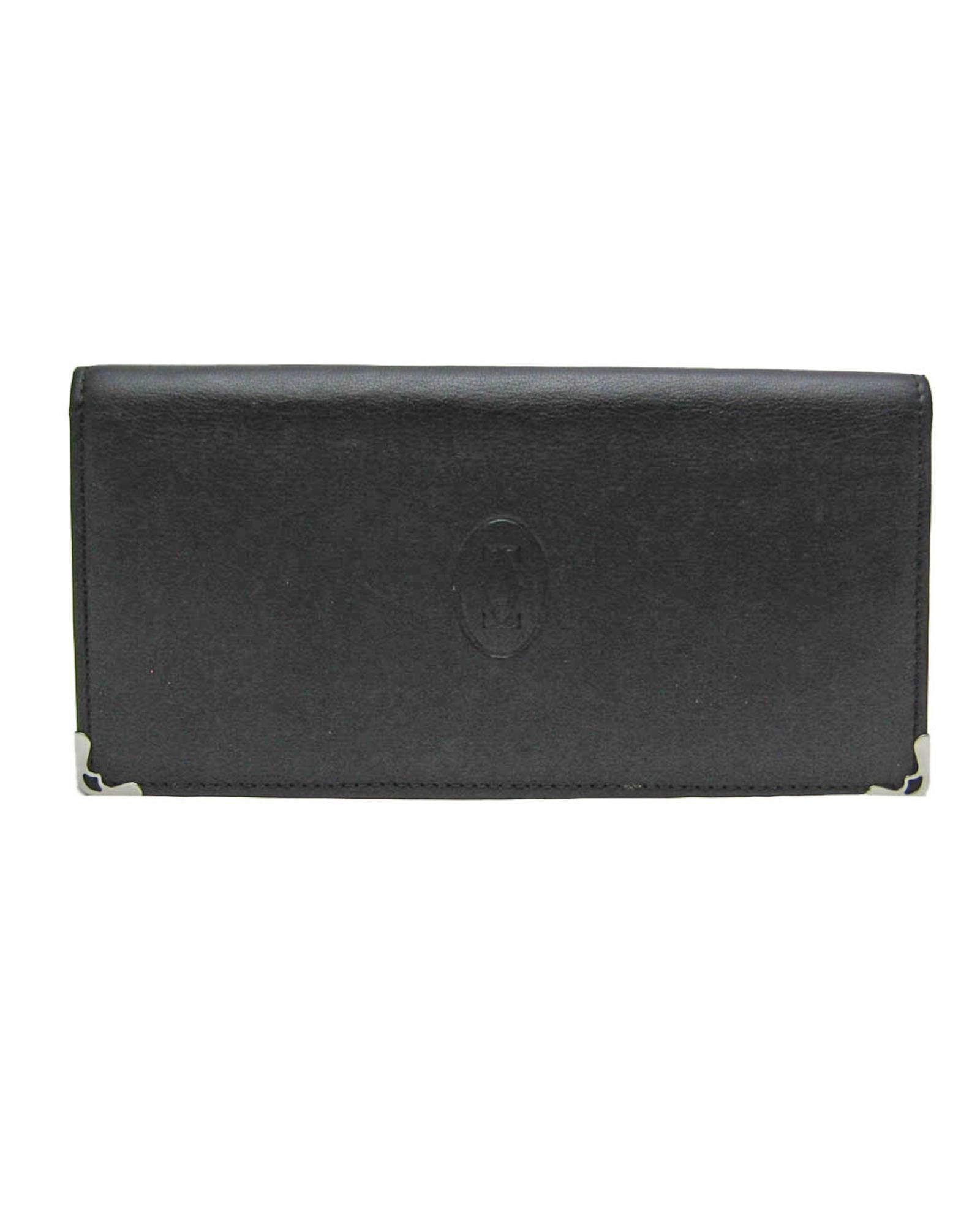 image of Cartier Sophisticated Black Leather Long Wallet, Men's