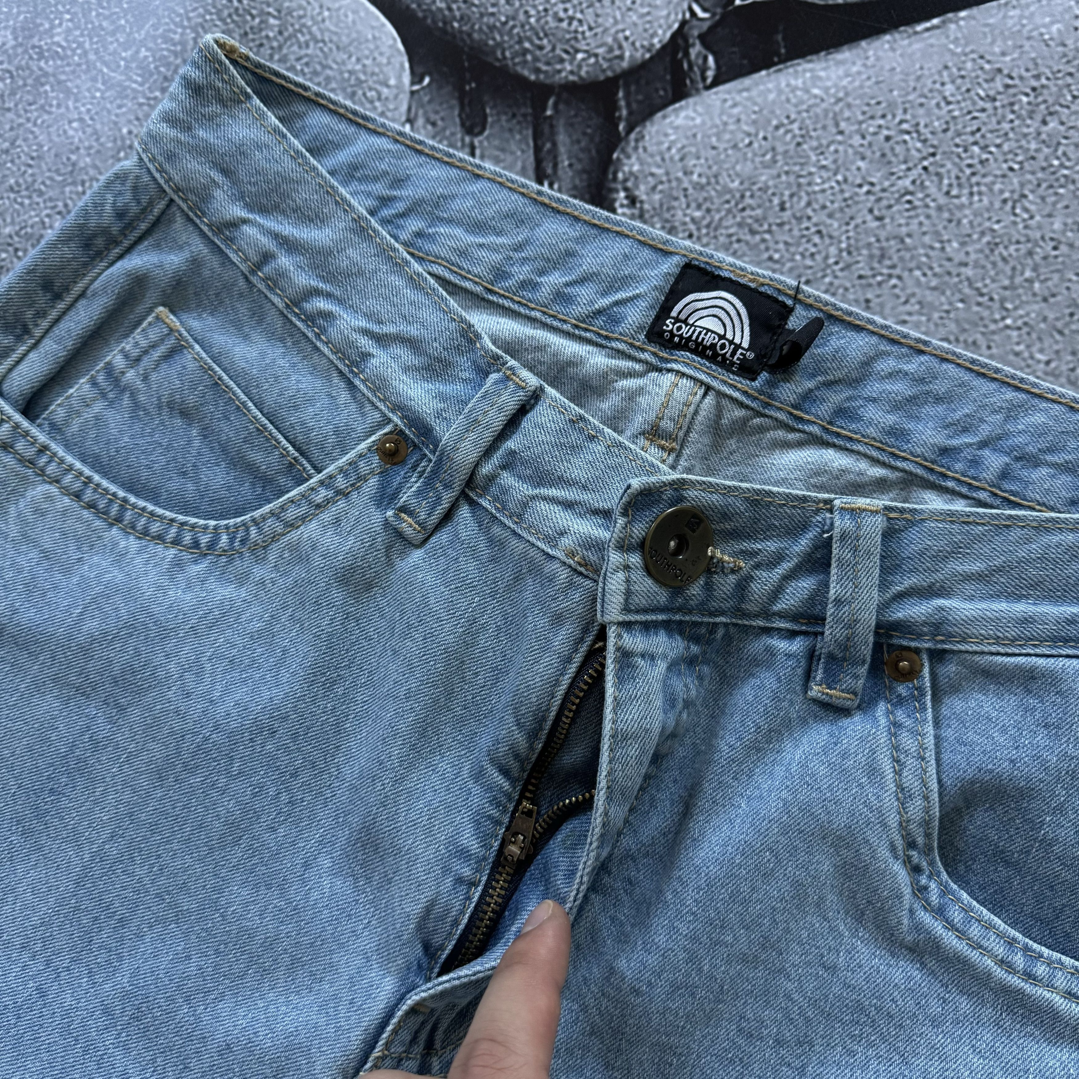 JNCO × Southpole × Vintage SOUTHPOLE BIG LOGO EMBROIDERED BAGGY DENIM PANT Y2K JEANS Size US 30 / EU 46 - 6 Thumbnail