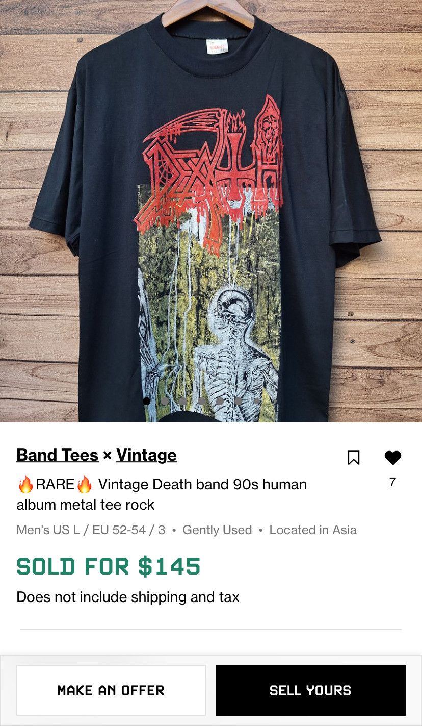Band Tees 🔥RARE🔥 VINTAGE Death Band 90s human album metal tee rock Size US L / EU 52-54 / 3 - 9 Thumbnail