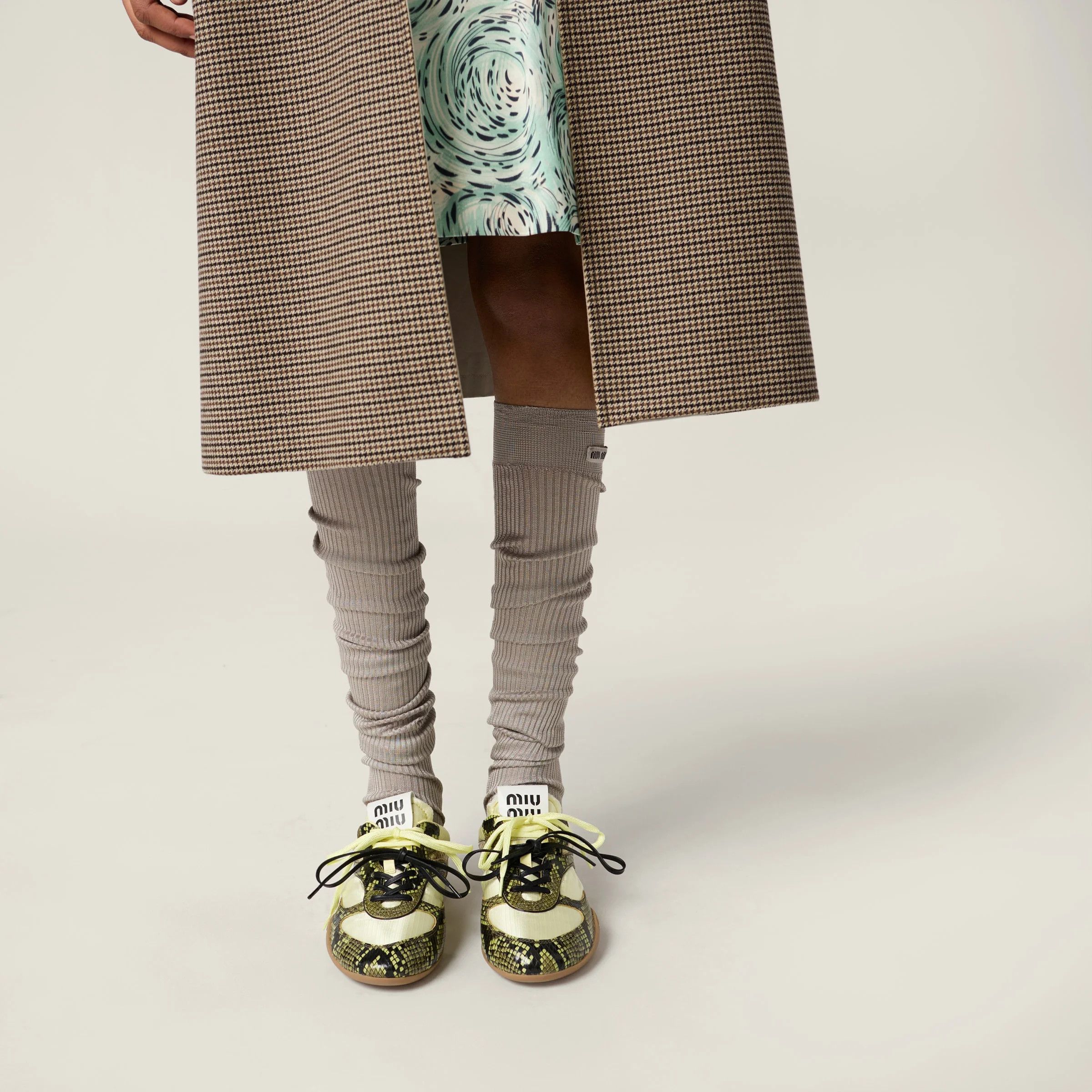 Miu Miu o1B3y1r0426 Gymnasium Technical Fabric Python-Print Sneakers Size US 7 / IT 37 - 5 Thumbnail