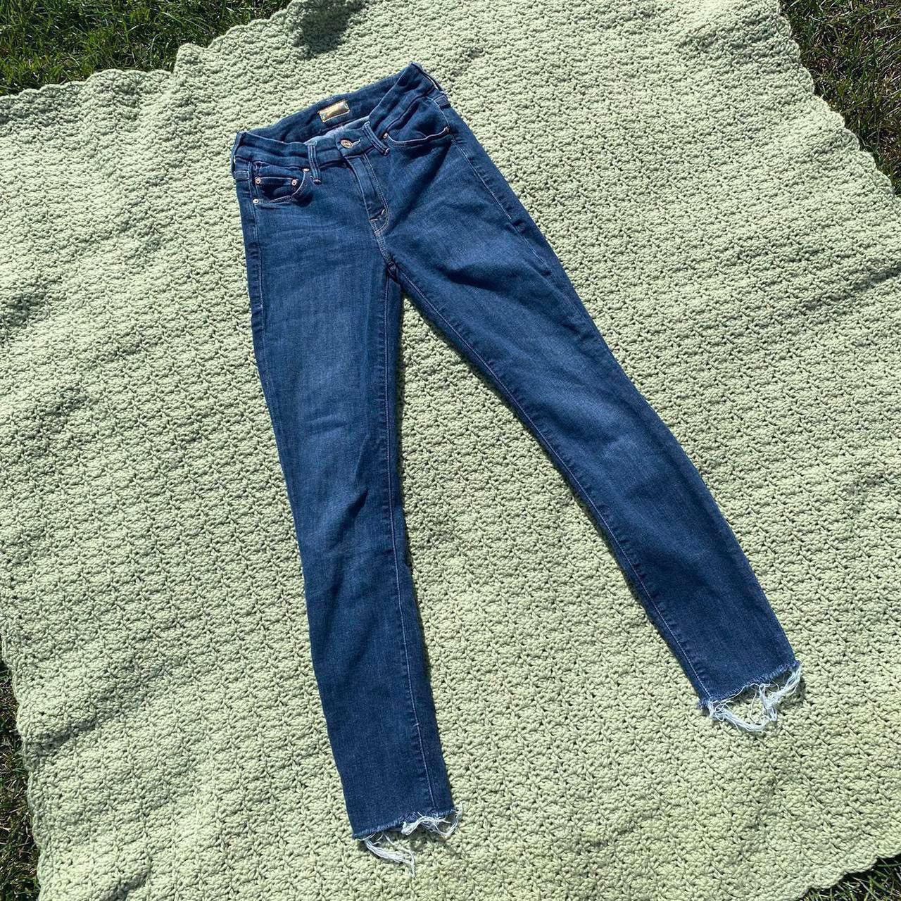 MOTHER MOTHER distressed dark wash denim ankle fray skinny jeans Size 24" / US 00 / IT 34 - 1 Thumbnail