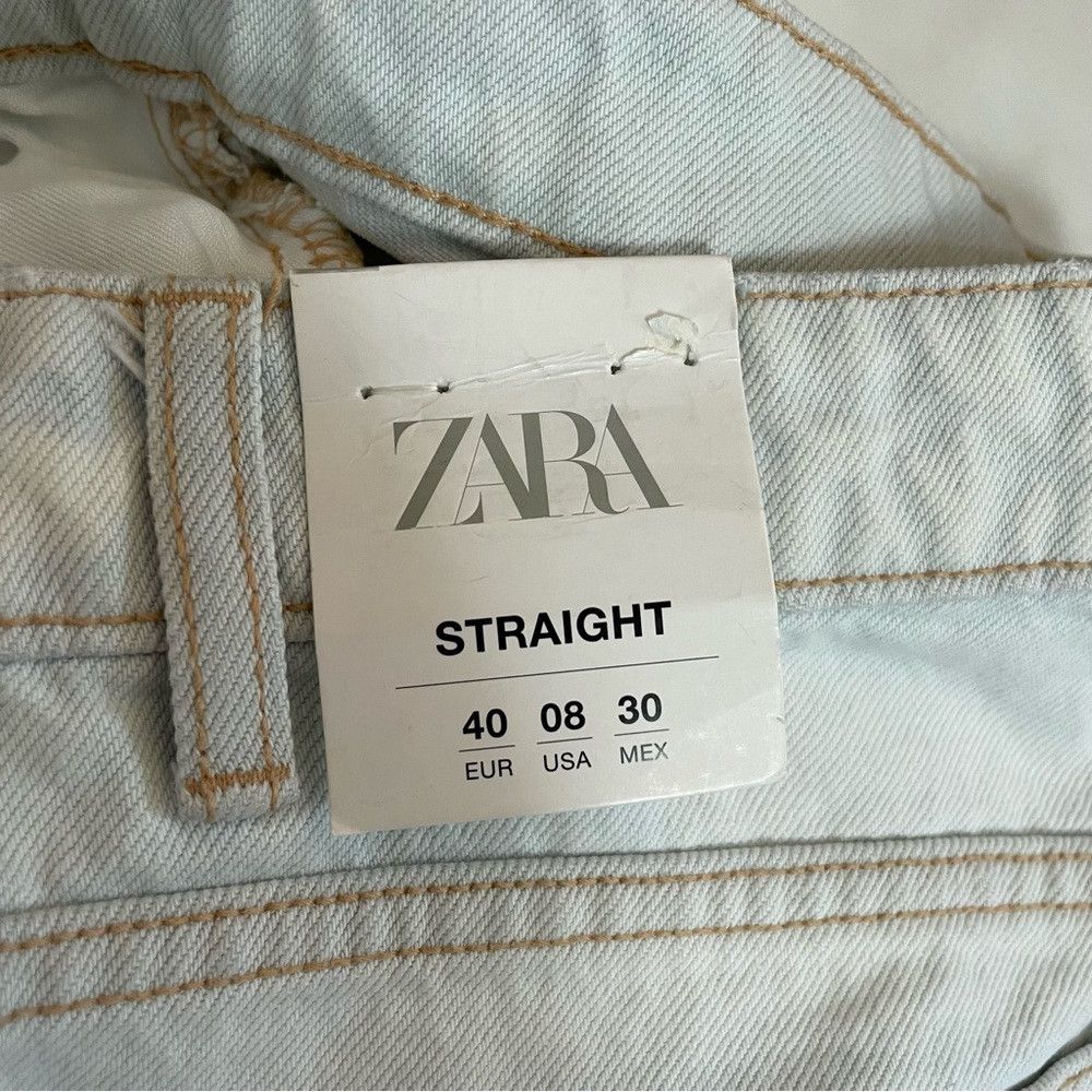 Zara NWT New Zara High Rise Full Length Button Fly Straight Jean Size 30" / US 8 / IT 44 - 9 Thumbnail