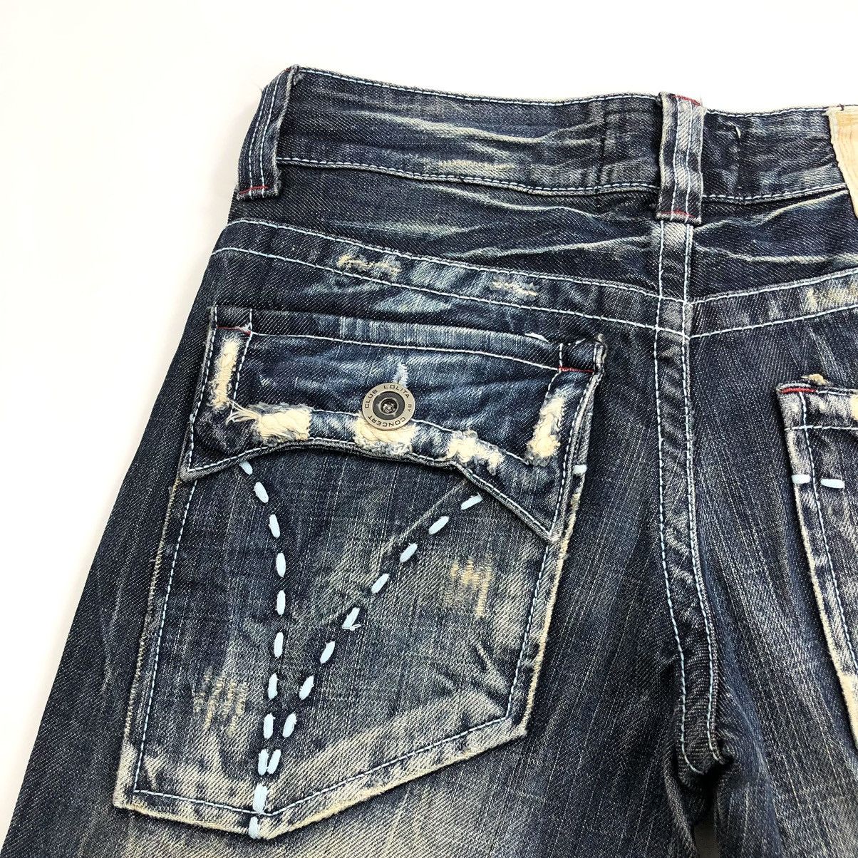 If Six Was Nine × Le Grande Bleu (L.G.B.) × Vintage Vintage Lolita Exotic Flared Jeans Distressed Faded Denim Size US 27 - 14 Thumbnail