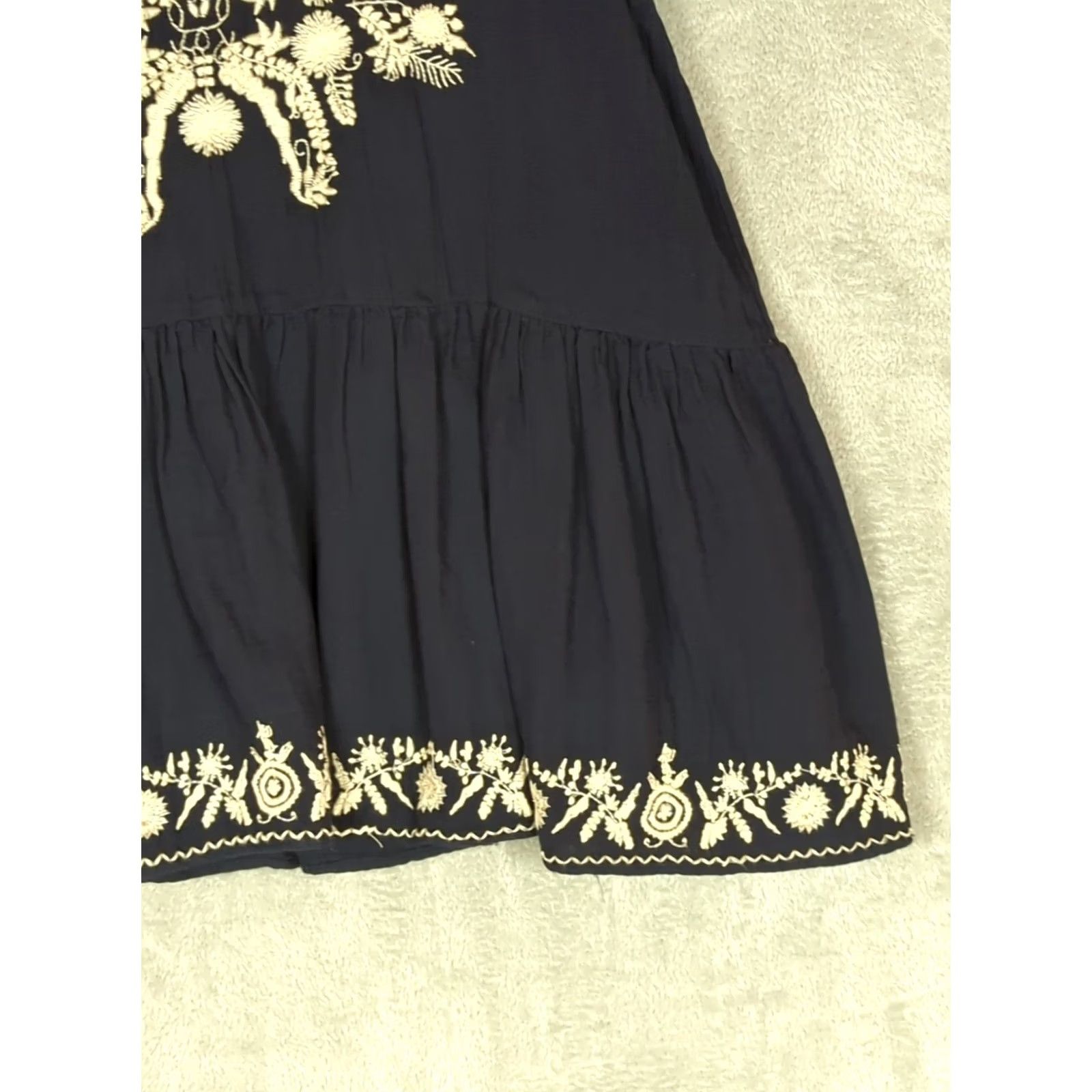 Market Farmers Market peplum Top Lagenlook Embroidered Detail Cotton M Boho Festival Blue Women Blouse Size M / US 6-8 / IT 42-44 - 4 Thumbnail