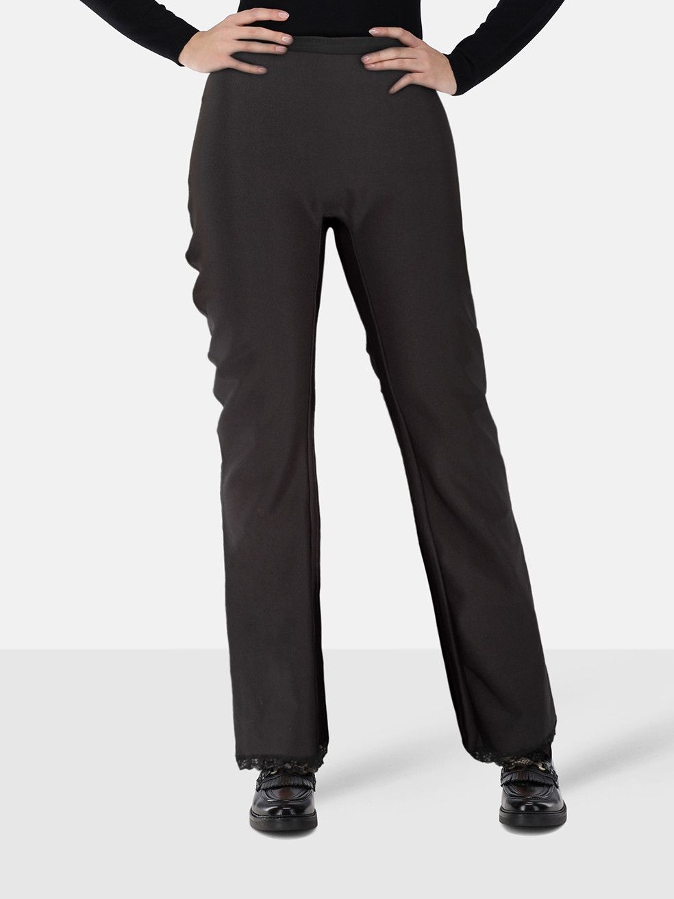 Alexander Wang Black Lace Trim Trousers Size 28" / US 6 / IT 42 - 1 Thumbnail