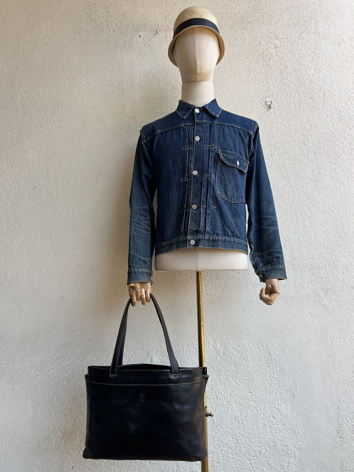 Leather CI-VA Distress Scratches Patina Leather Tote Bag Size ONE SIZE - 2 Thumbnail