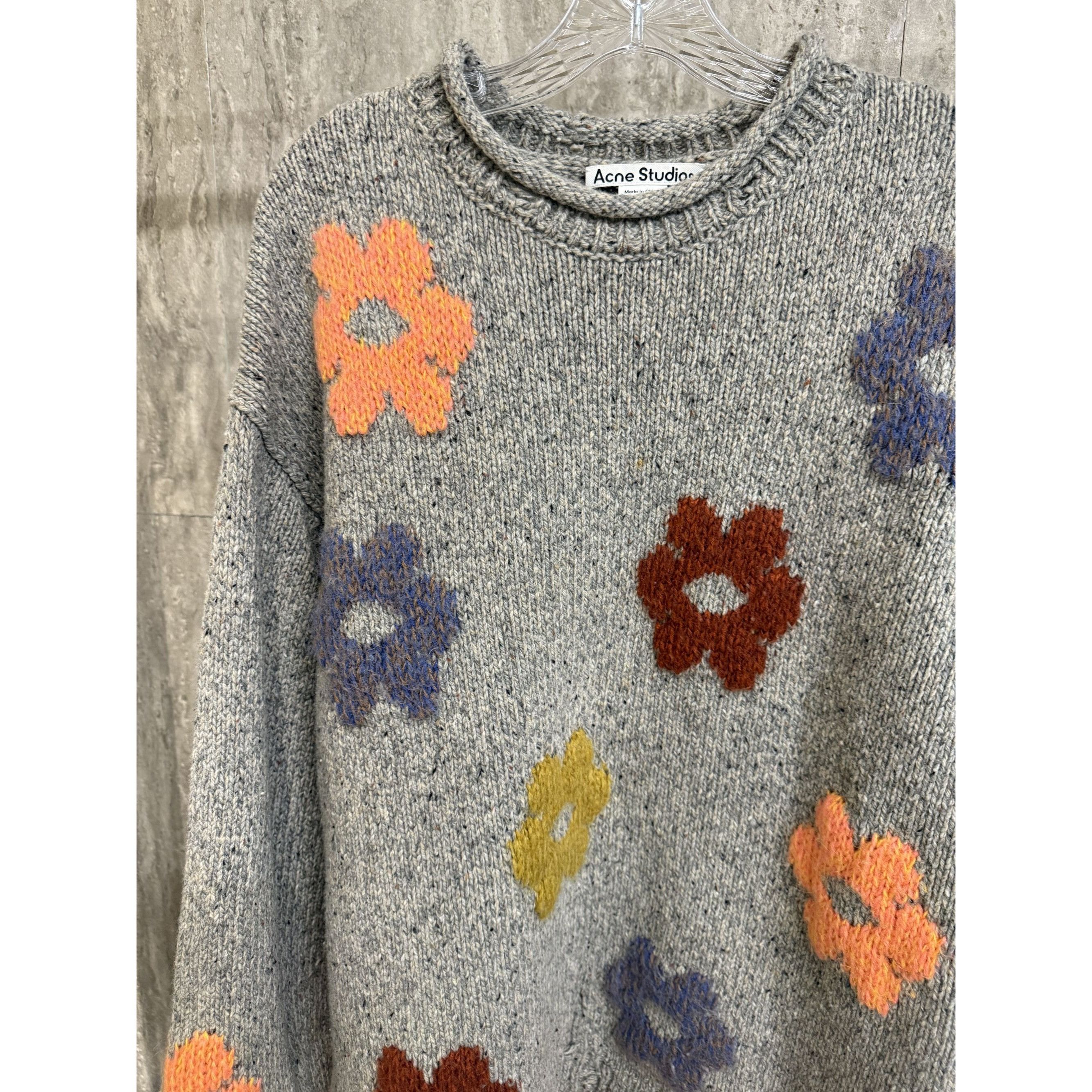 Acne Studios Acne Studios Floral Knit Sweater XL Gray Multicolor Wool & M Size XL / US 12-14 / IT 48-50 - 3 Thumbnail