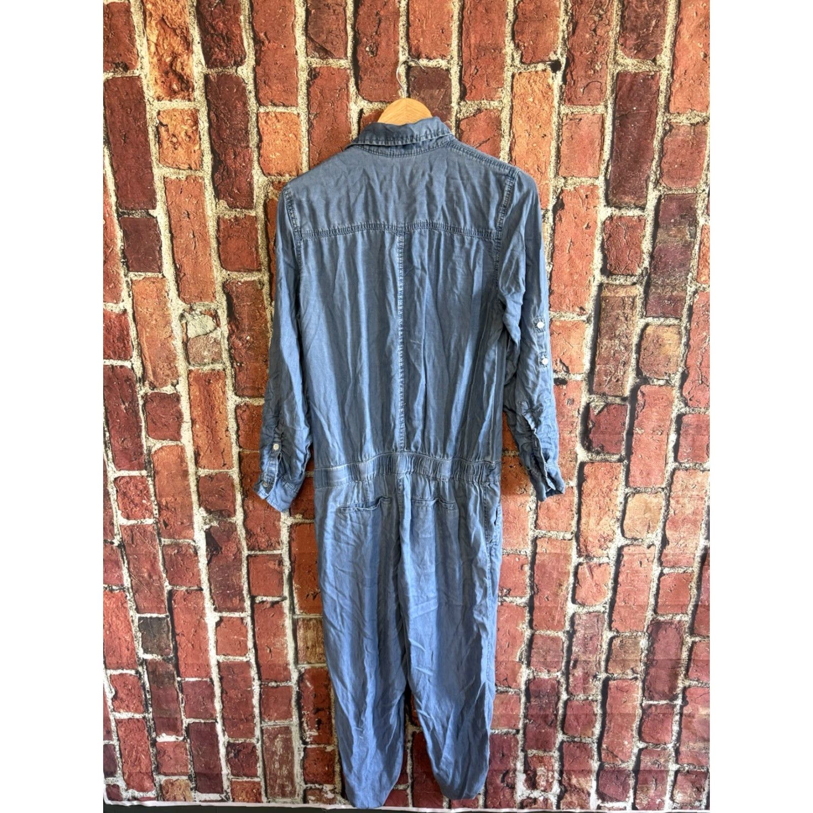 Sea New York New York & Company Jumpsuit Denim Jeans One-Piece Blue Size M Womens Long Sleeve Button Up Casual Size 32" / US 10 / IT 46 - 2 Thumbnail