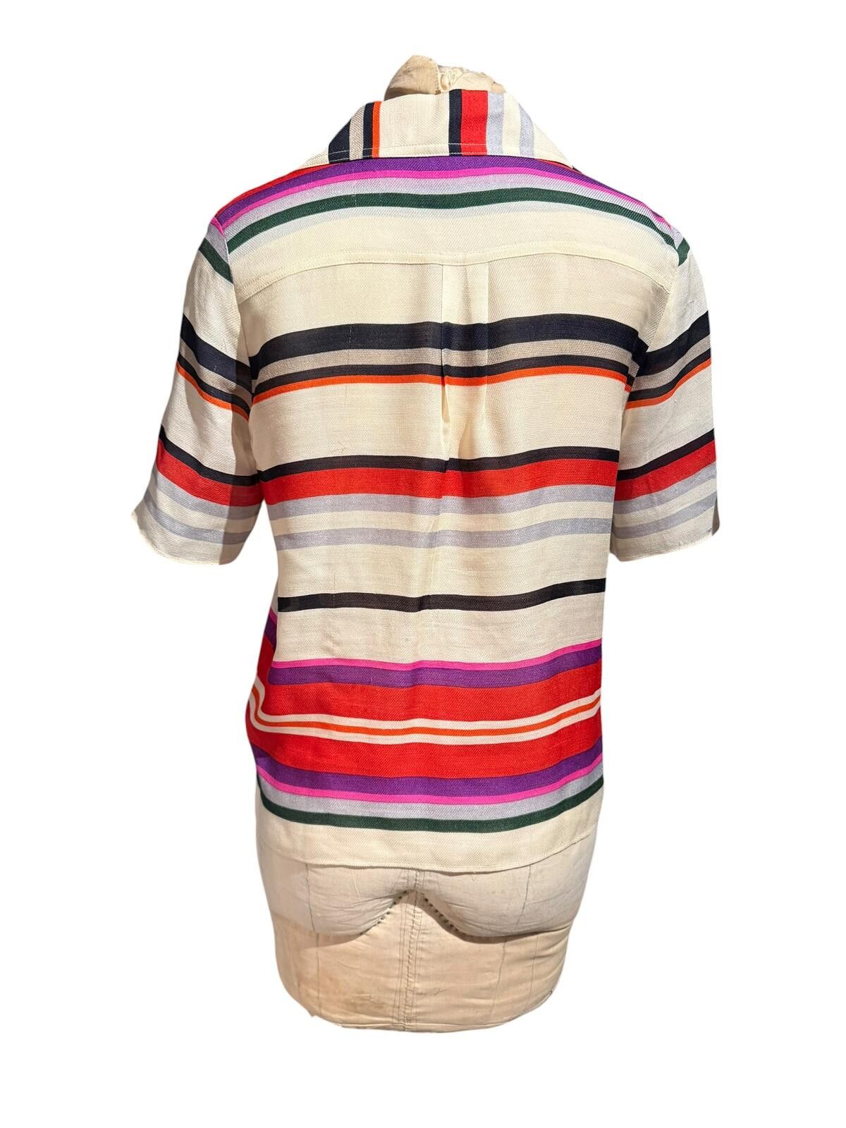 Other Derek Lam Silk and Wool Multicolor Striped Button-Up Shirt Size M / US 6-8 / IT 42-44 - 3 Thumbnail