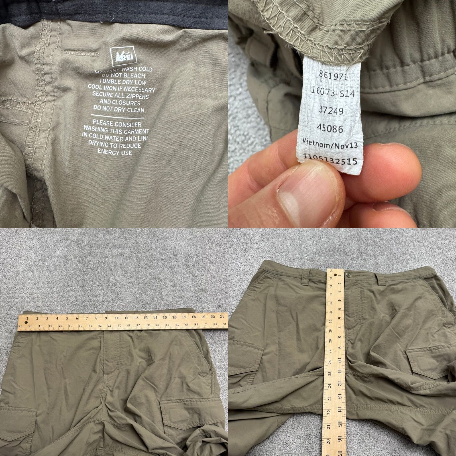 Vintage REI Sahara Cargo Pants Mens XL Brown Straight Leg Lightweight Outdoor Hiking Size US 36 / EU 52 - 9 Thumbnail