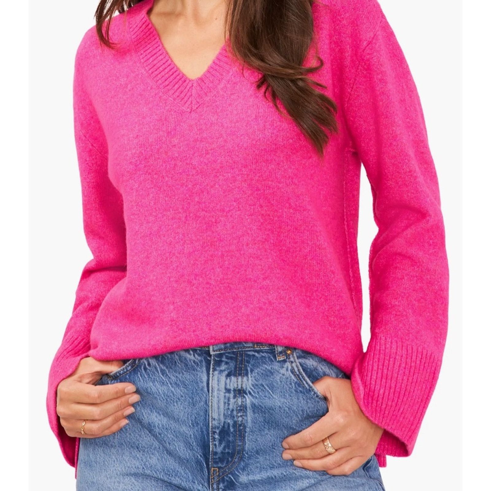 Vince Camuto NWT Vince Camuto Pink V-Neck Sweater Size XXL / US 16-18 / IT 52-54 - 5 Thumbnail