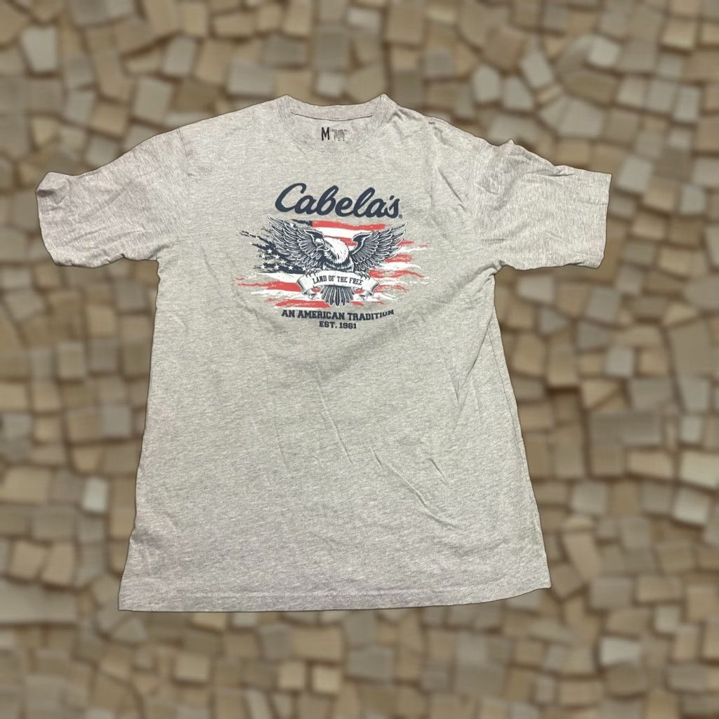 Vintage Cabela's Shirt Men M Red White Blue Grey American Flag Shirt T-Shirt Short Sleeve Crew Neck Size US M / EU 48-50 / 2 - 1 Thumbnail