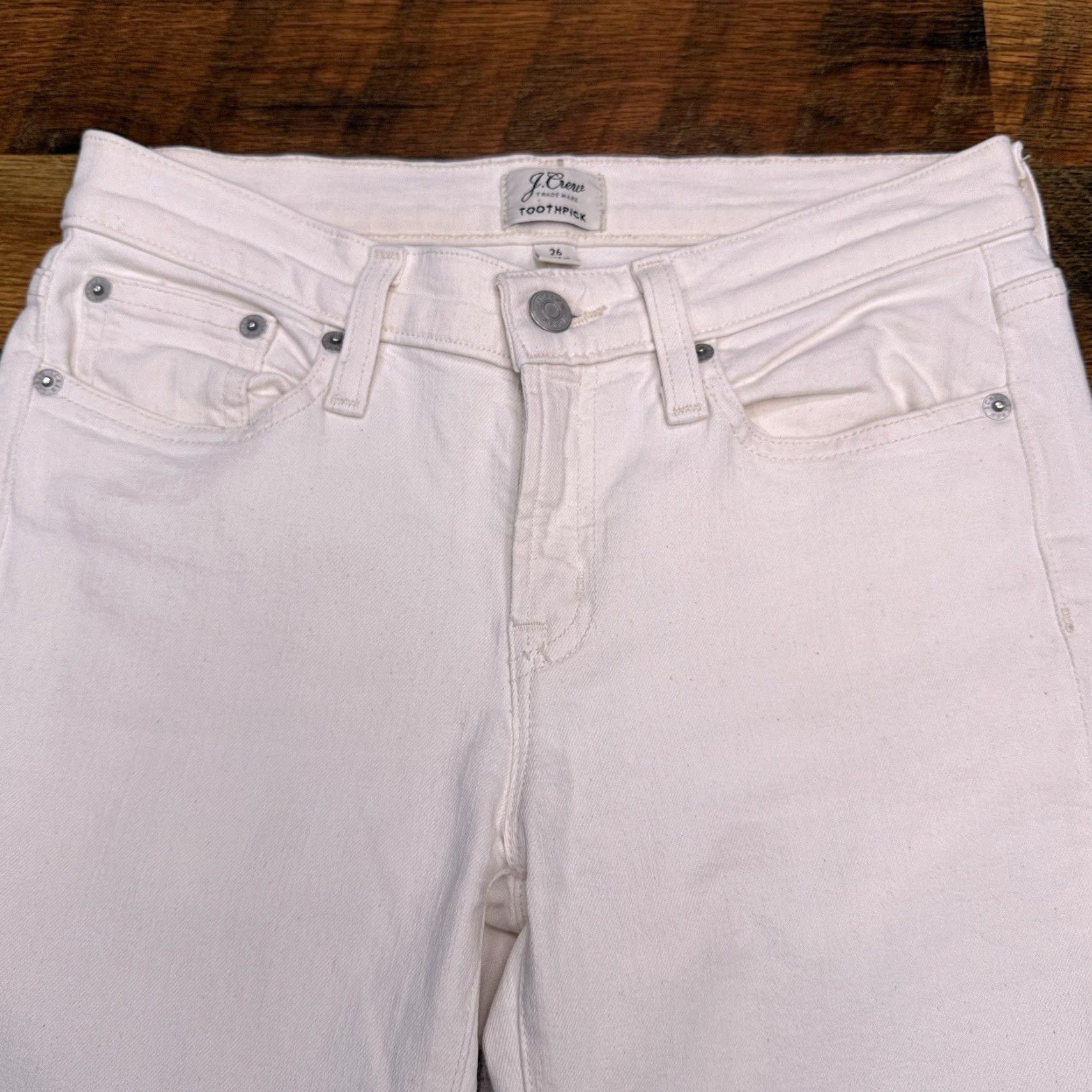 J.Crew J.CREW Toothpick Jeans Womens 26 Ivory Low Rise Stretch Denim Ankle 5-Pocket Modern Regular Size 26" / US 2 / IT 38 - 4 Thumbnail