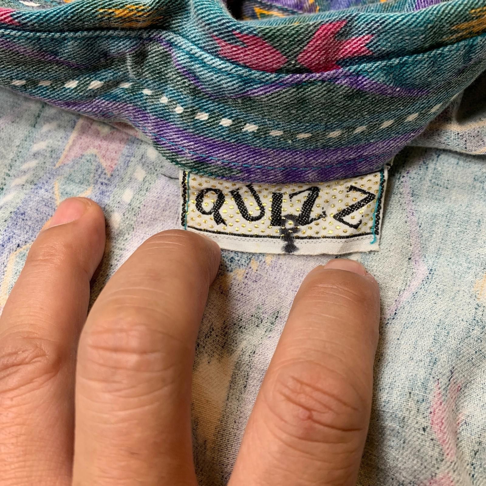 Designer Vintage Womens QUIZZ DENIM Sleeveless Shirt Aztec Size S 300 Size S / US 4 / IT 40 - 8 Thumbnail