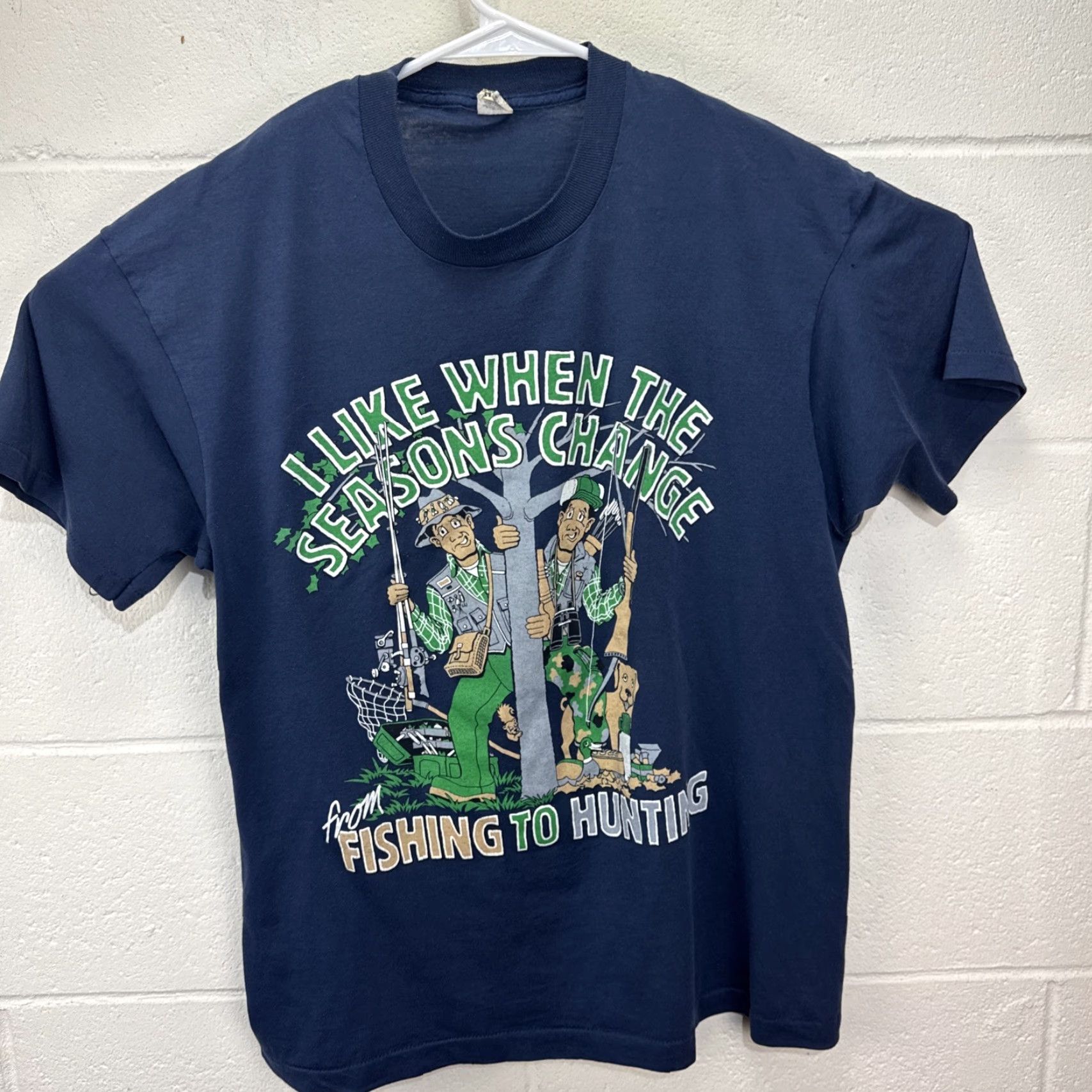 Vintage VINTAGE 90s Hunting Fishing Graphic T-Shirt Men Large Cotton Blue Outdoor Deer Fish 1991 Size US L / EU 52-54 / 3 - 2 Thumbnail