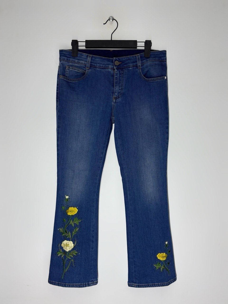 Stella McCartney Stella McCartney Rhinestones Floral Mid Rise Straight Jeans Size 28" / US 6 / IT 42 - 1 Thumbnail