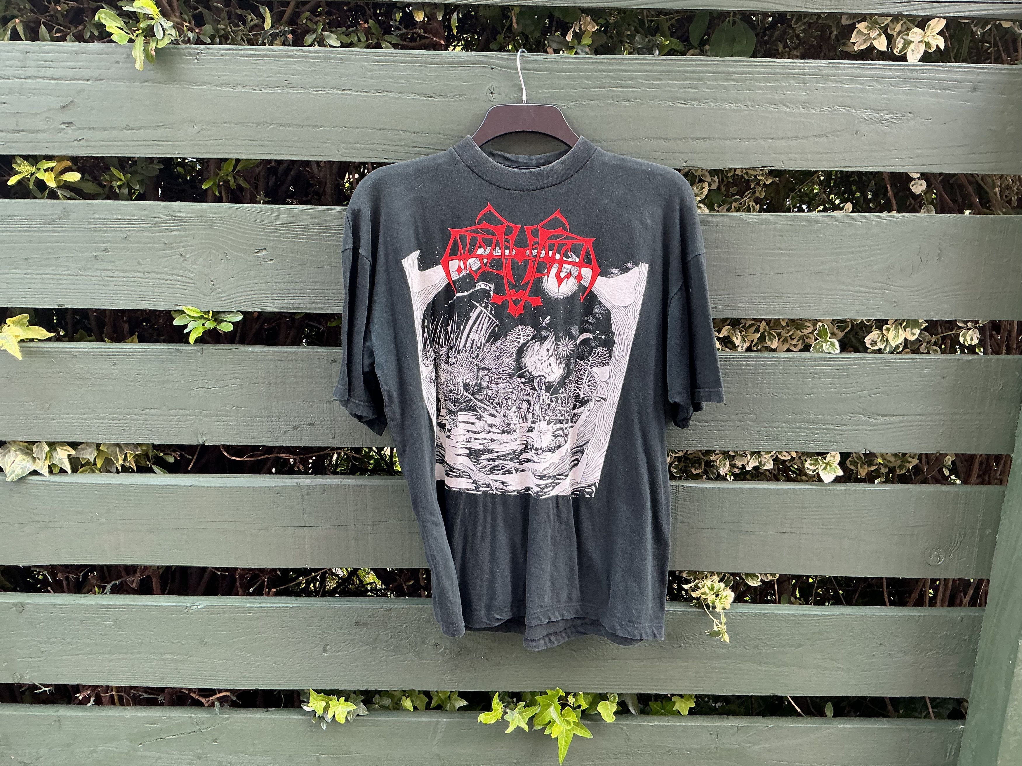 Vintage Rare 1993 Enslaved Hordanes Land t shirt black metal Size US XL / EU 56 / 4 - 3 Thumbnail