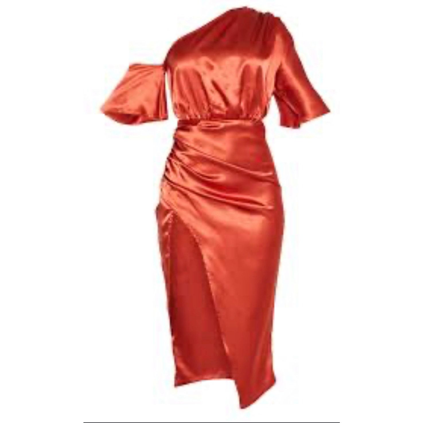 Other Pretty little things,NWT RUST SATIN DRESS S 12 Size XL / US 12-14 / IT 48-50 - 13 Thumbnail