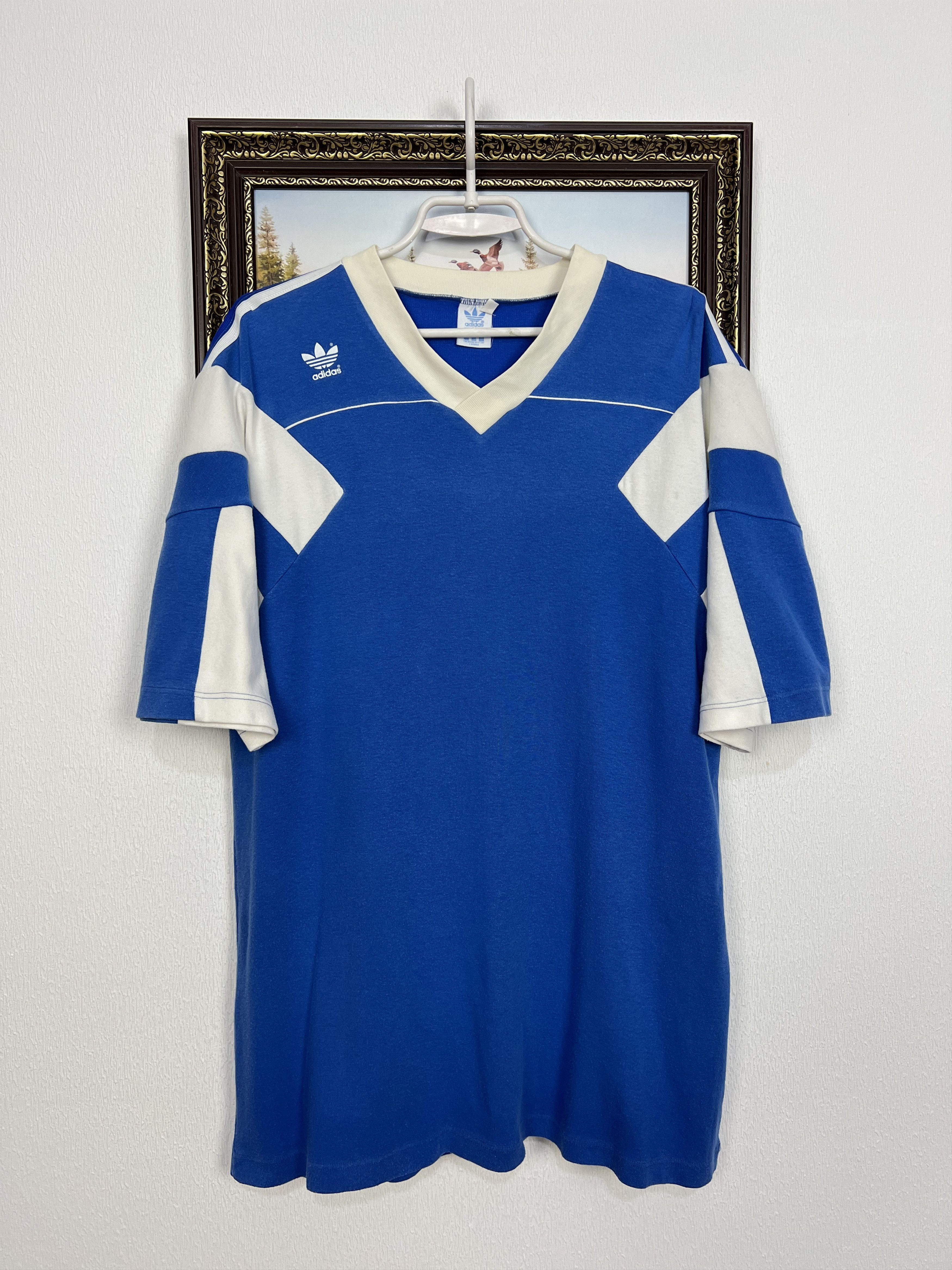 Adidas Vintage 80's Adidas Football Shirt Soccer Jersey Trikot Rare Size US L / EU 52-54 / 3 - 1 Thumbnail