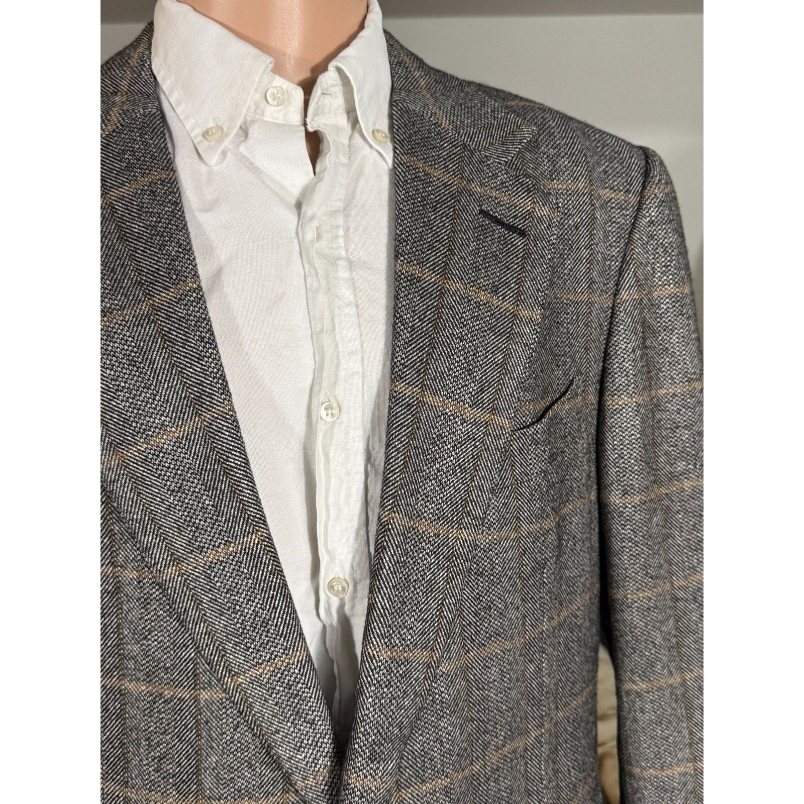 Tom Ford Tom Ford Herringbone Tweed Camel Sport Coat 56 46L Wool Gray Size 46L - 6 Thumbnail