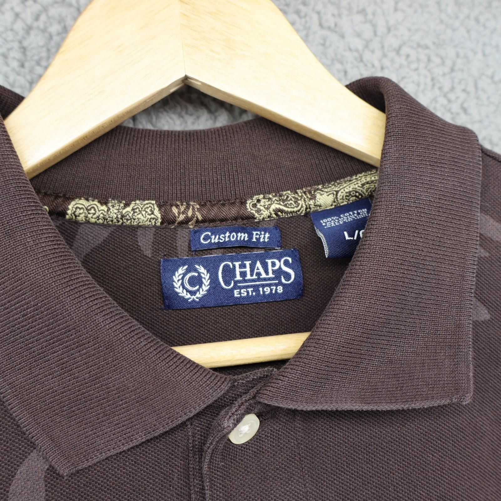 Chaps Vtg Chaps Polo Shirt Large Floral Brown Cotton y2k 78 Size US L / EU 52-54 / 3 - 2 Thumbnail