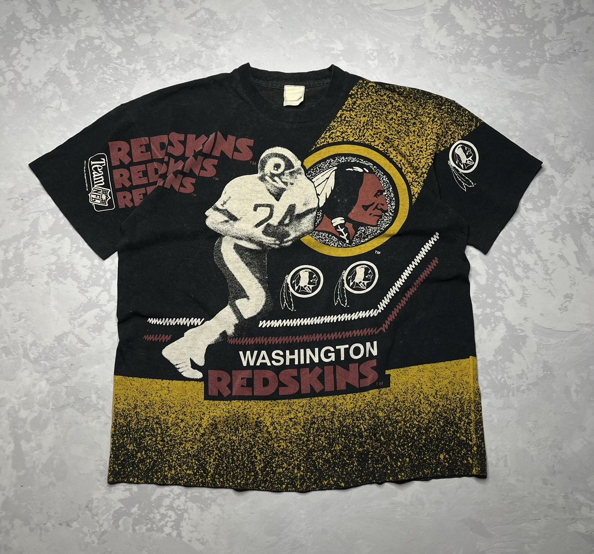 image of Vintage 1992 Washington Redskins Nfl Aop Over Print T-Shirt, Men's (Size XL)