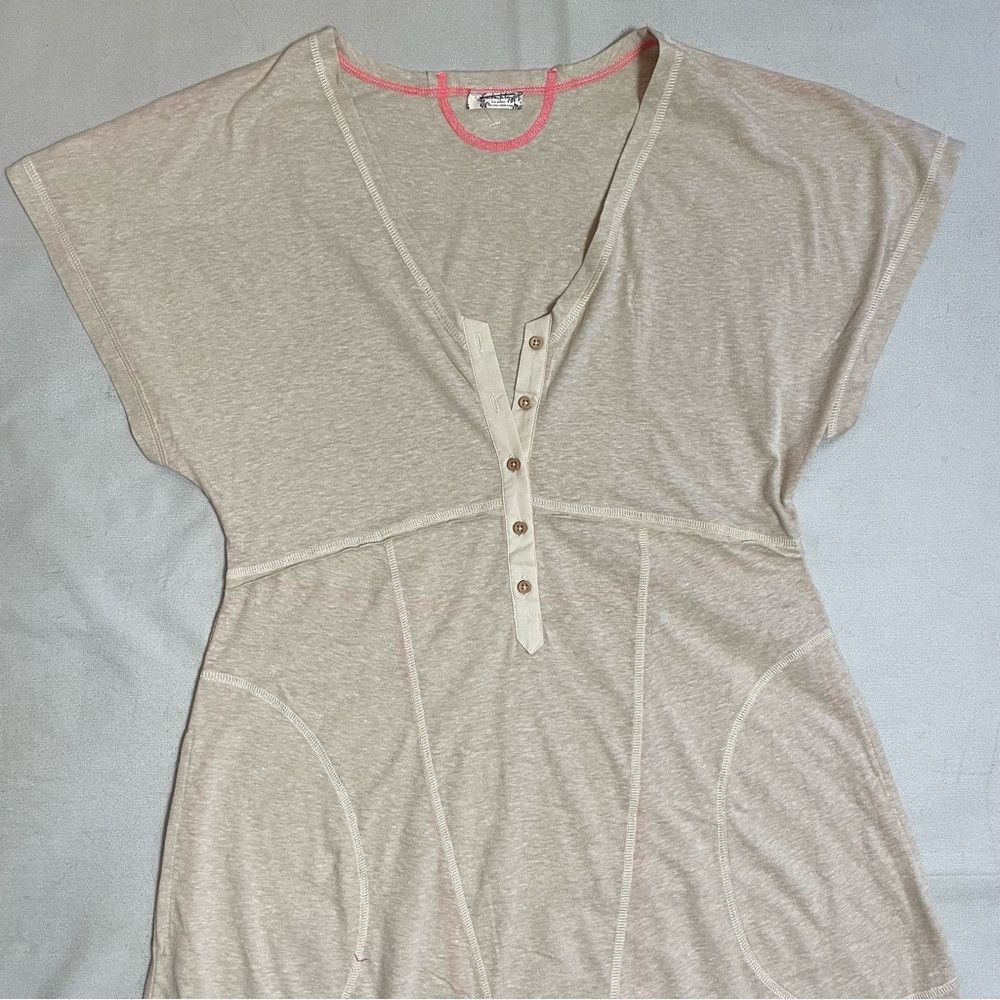 Free People New Free People Pillow Talk Henley Beige Romper Size XS Size 26" / US 2 / IT 38 - 3 Thumbnail