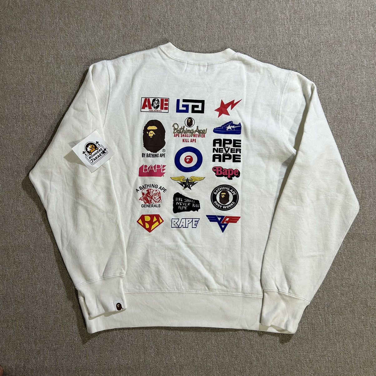 image of Bape Multi Logo Crewneck in White, Men's (Size Large)