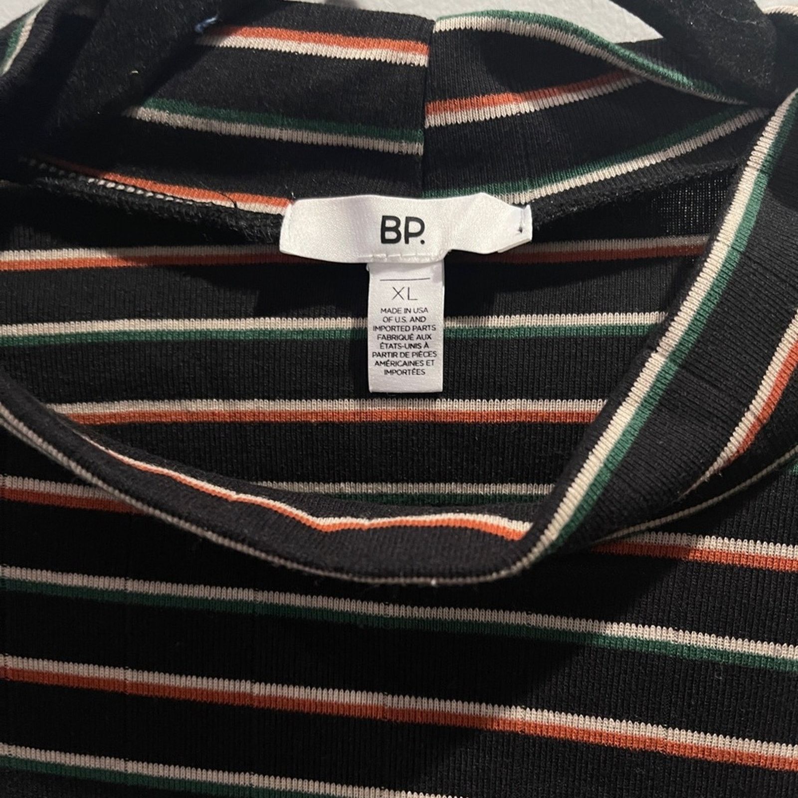 BP. BP Nordstrom Dani Black Multi Stripe Mock Neck Knit Bodysuit Size XL / US 12-14 / IT 48-50 - 7 Thumbnail