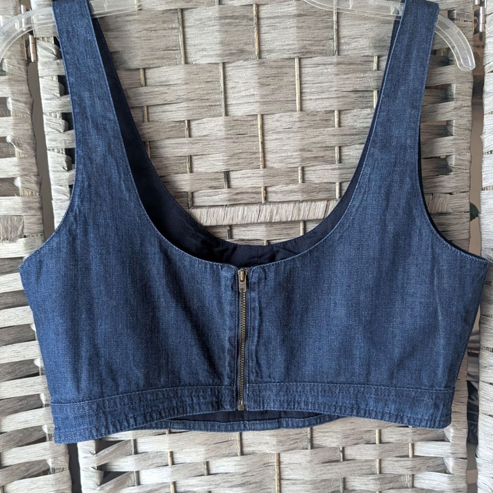 Banana Republic Banana Republic Denim Crop Top Indigo Blue Button Front Back Zip Womens Sz 10 Size L / US 10 / IT 46 - 5 Thumbnail