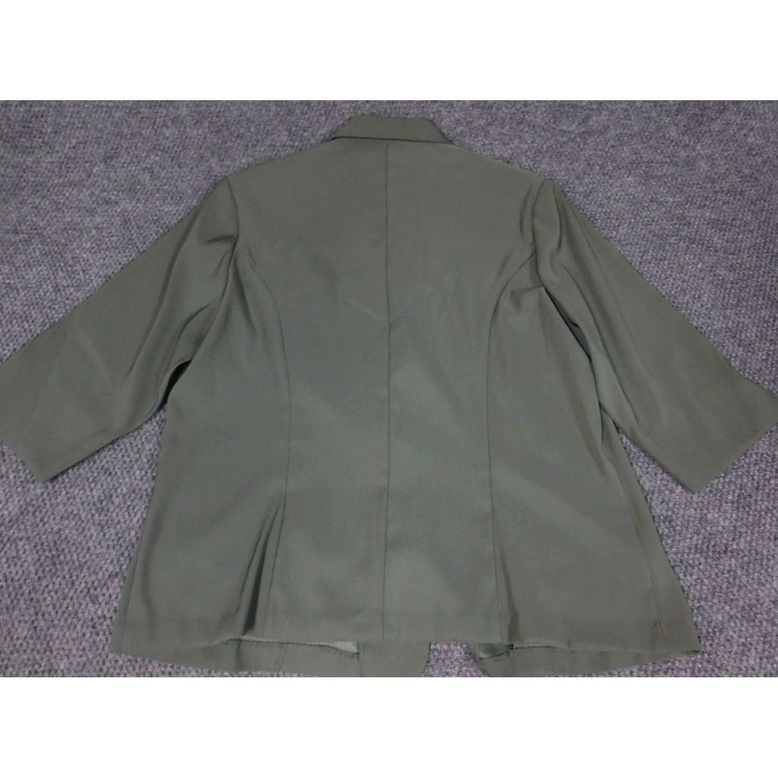 Vintage Dressbarn Blazer Jacket 1X Plus Green Solid Mid-Length Polyester Rayon Collared Embroidered Button Closure Size XL / US 12-14 / IT 48-50 - 6 Thumbnail
