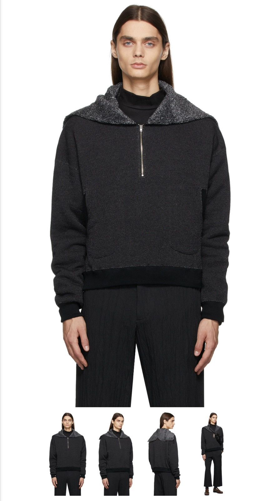 image of Sasquatchfabrix Black Fleece Cadet Half-Zip Hoodie, Men's (Size XL)