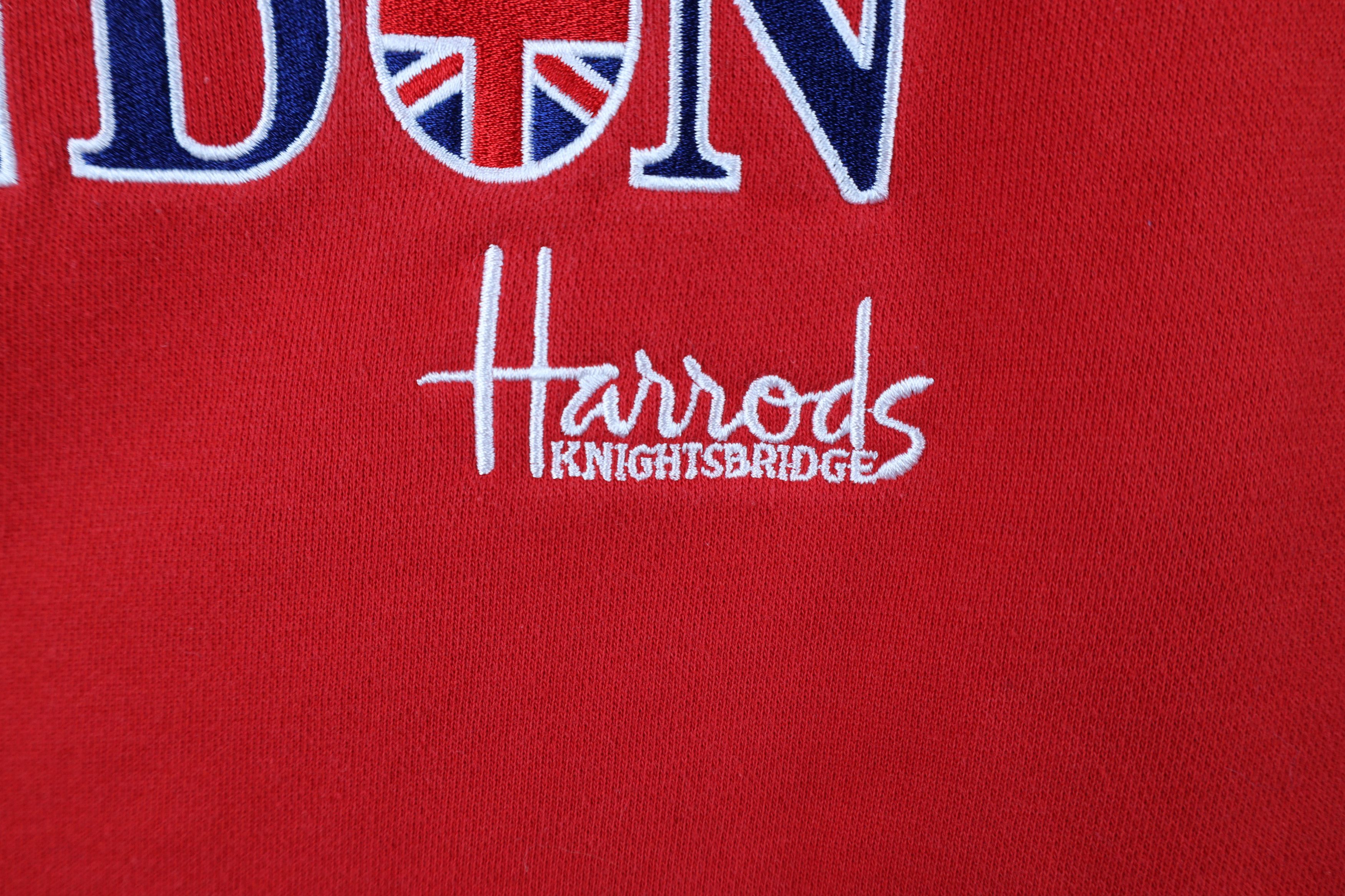 Harrods × Vintage Vintage 90s Harrods Spell Out London Crewneck Sweatshirt Red Size US XL / EU 56 / 4 - 6 Thumbnail