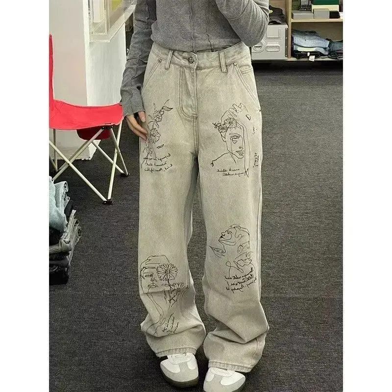 Japanese Brand Trendy Retro Graffiti Micro Jeans Size US 32 / EU 48 - 3 Thumbnail