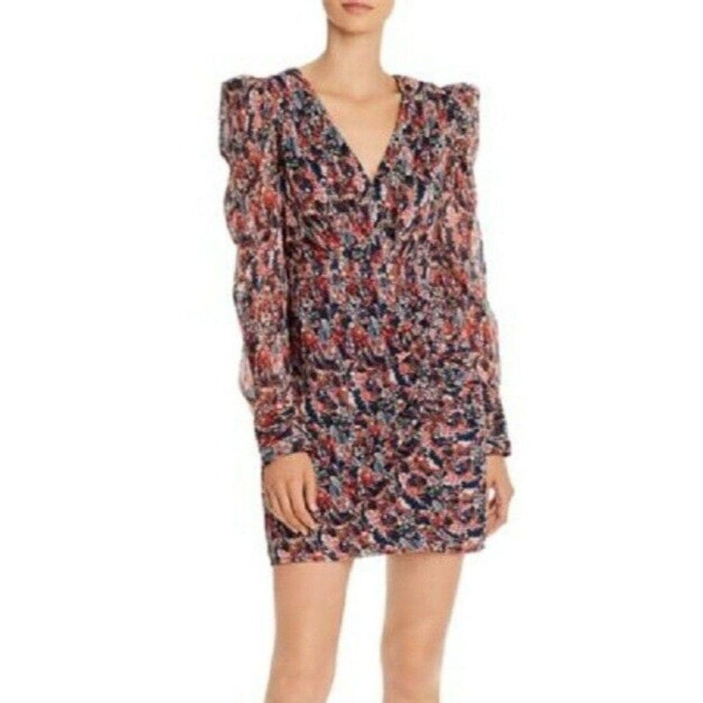 Other AQUA Abstract Feather V-neck Multi-Color Dress Women's. Size L / US 10 / IT 46 - 1 Thumbnail