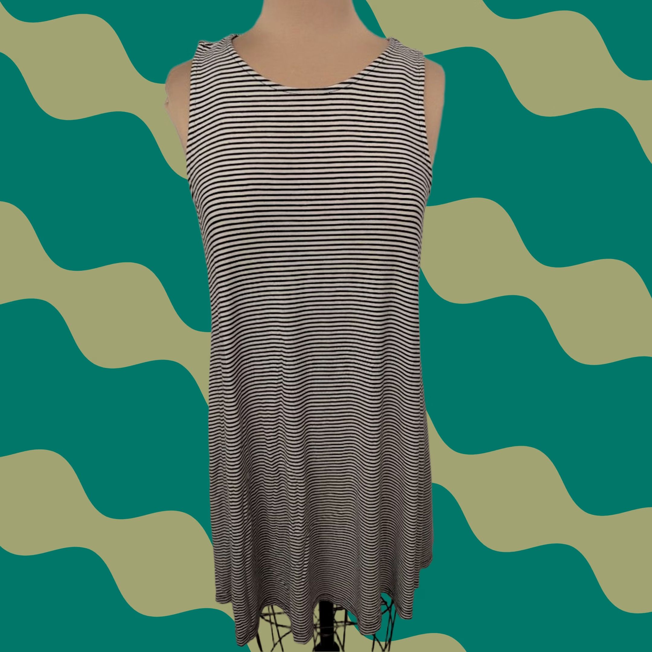 Old Navy Old Navy Petite Medium Black White Striped Sleeveless Swing Dress Casual Soft Dress Size M / US 6-8 / IT 42-44 - 1 Thumbnail
