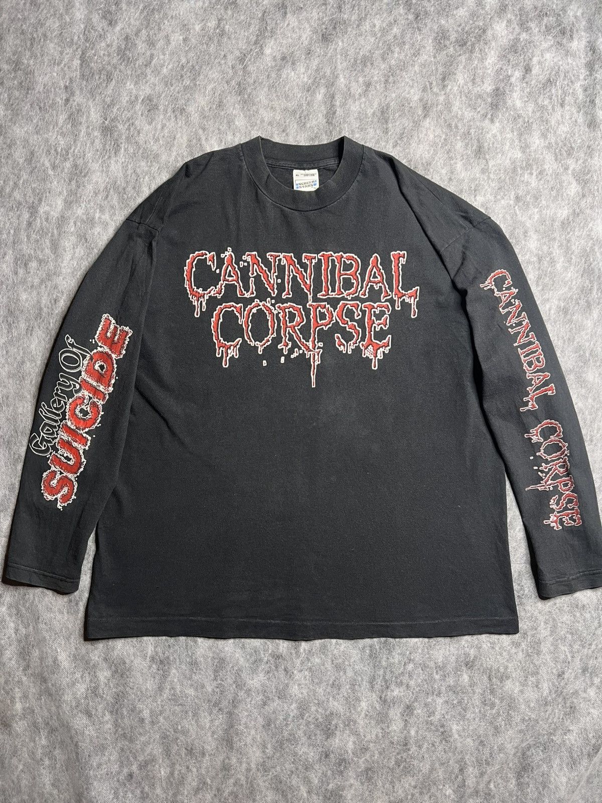 Vintage Cannibal Corpse 90s Gallery of Suicide Long Sleeve Size US XL / EU 56 / 4 - 2 Thumbnail