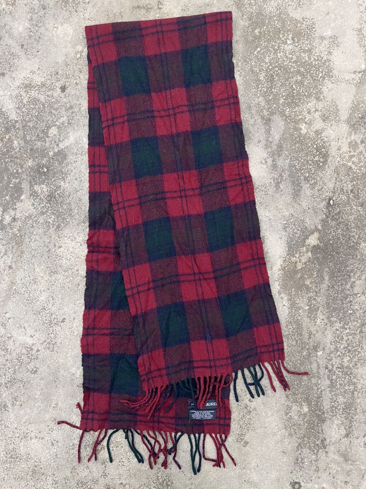 Polo Ralph Lauren VINTAGE Ralph Lauren Lambswool Plaid Scarf Made In Scotland Size ONE SIZE - 1 Thumbnail