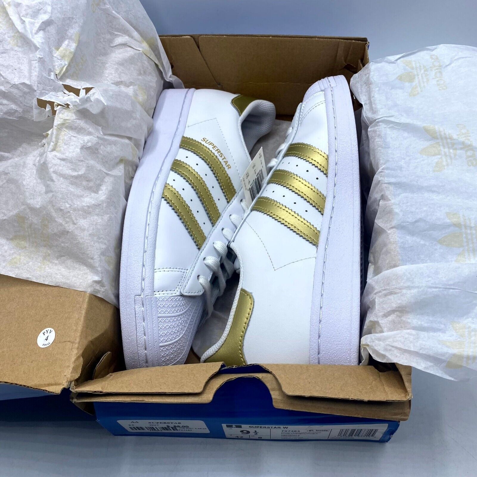 Adidas NEW Adidas Superstar Sneaker White Gold FX7483 Women's Size US 8 / IT 38 - 10 Thumbnail