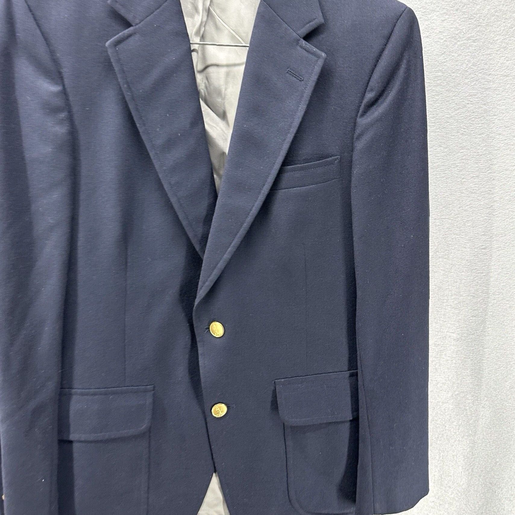Lands' End VINTAGE Lands' End Wool Blazer Mens M Blue Solid Preppy Single-Breasted Regular Fit Size 40R - 3 Thumbnail