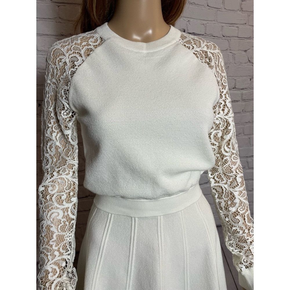 Alice + Olivia Alice + Olivia Blake Lace-Sleeve Ivory Dress Size S Size S / US 4 / IT 40 - 3 Thumbnail